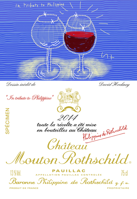 Etiquette label Chateau Mouton Rothschild 2014 David Hockney